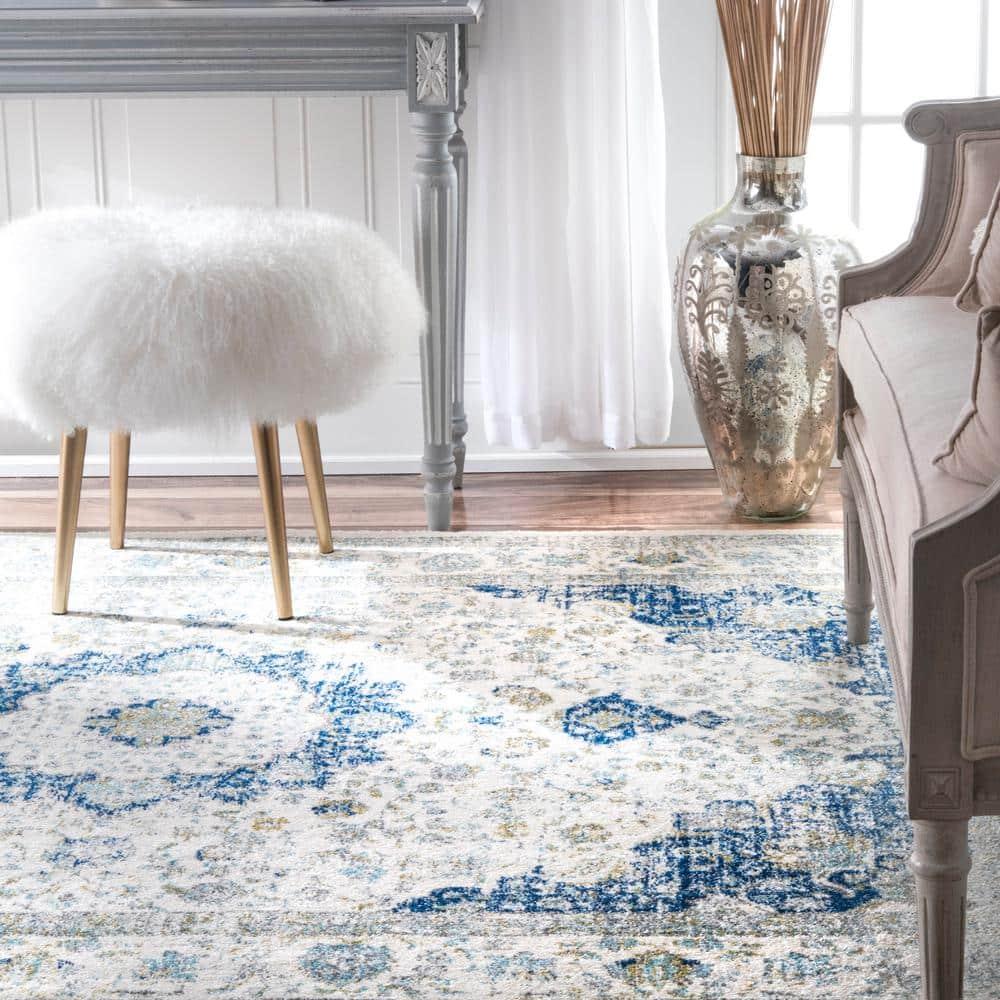 12'x15' Verona Vintage Persian Style Area Rug Blue - nuLOOM: Geometric Pattern, Low Pile, Indoor Rectangle Rug