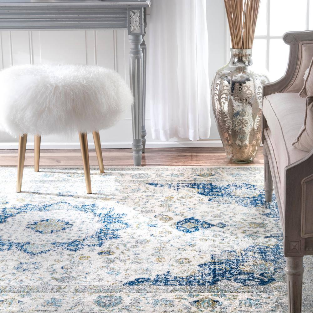 3'x5' Verona Vintage Persian Style Oval Area Rug Blue - nuLOOM: Medallion Pattern, Low Pile, Indoor Use