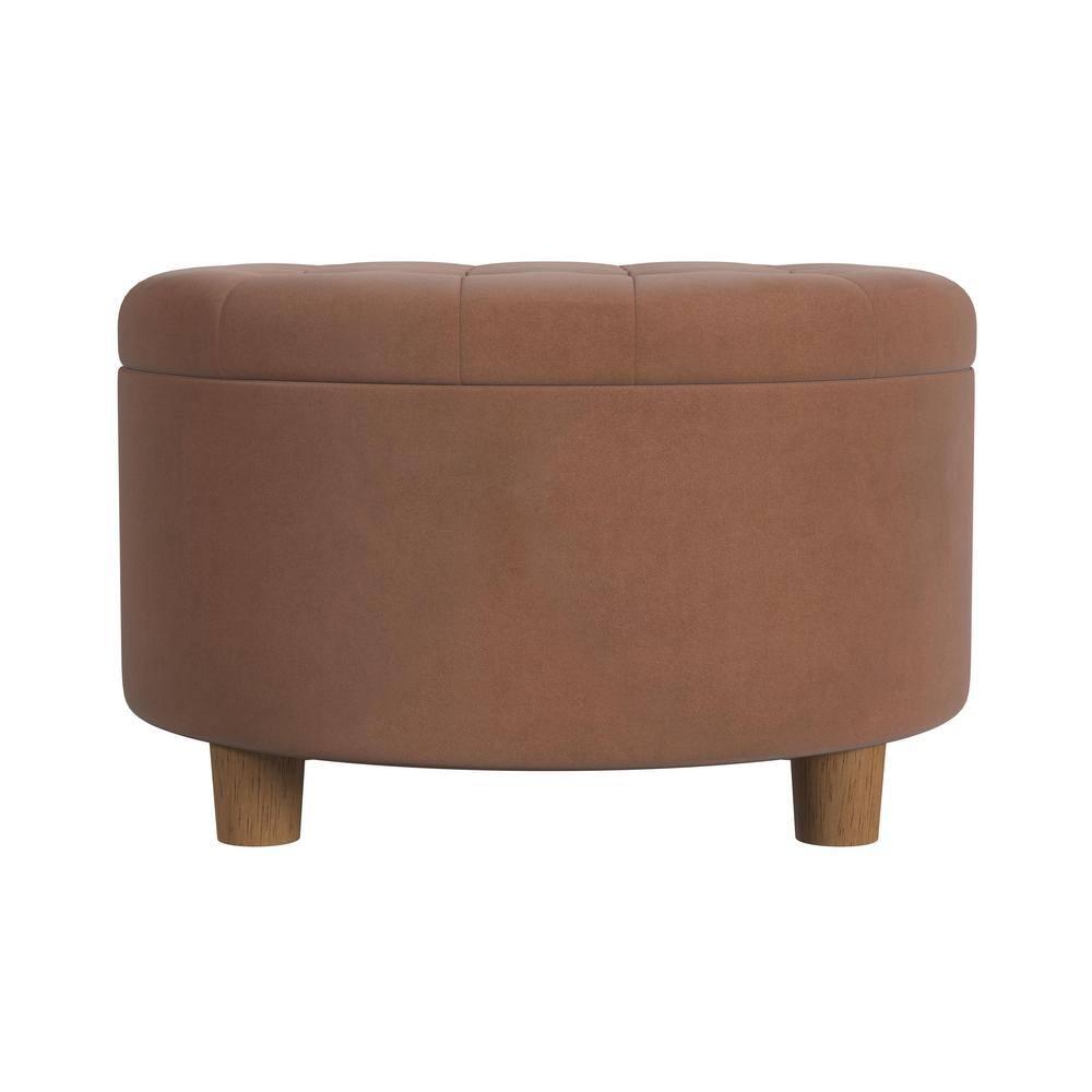 Tufted Round Storage Ottoman Spice Velvet - HomePop