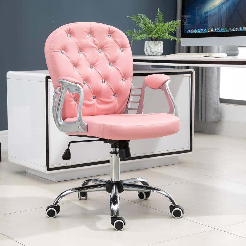 Vinsetto Indoor Height Adjustment and Armrest Office Desk Chair, Pink