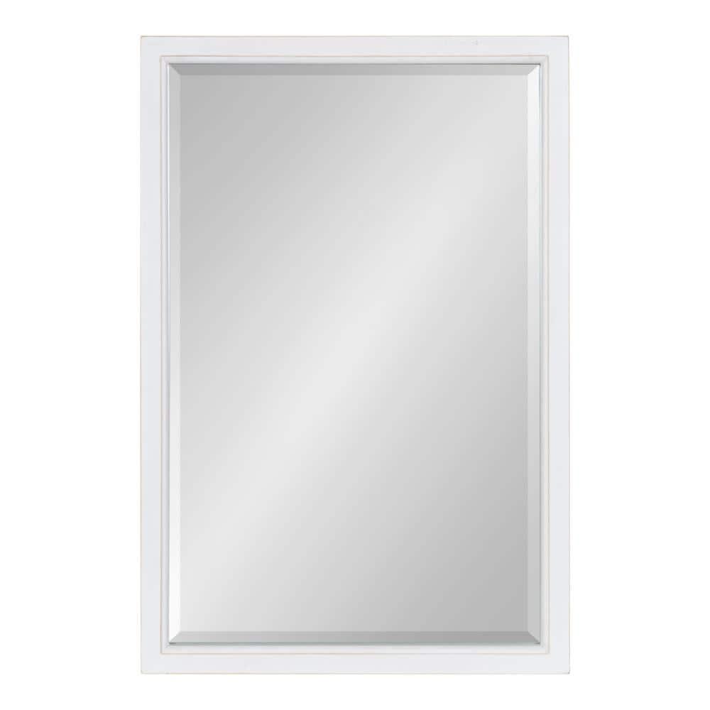 20" x 30" Hogan Wood Framed Decorative Wall Mirror White - Kate & Laurel All Things Decor: Modern Rectangle, No Assembly Required