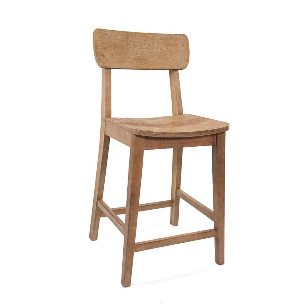 24" Torino Counter Height Barstool Barnwood - Boraam: Solid Wood, Farmhouse Style, Square Seat