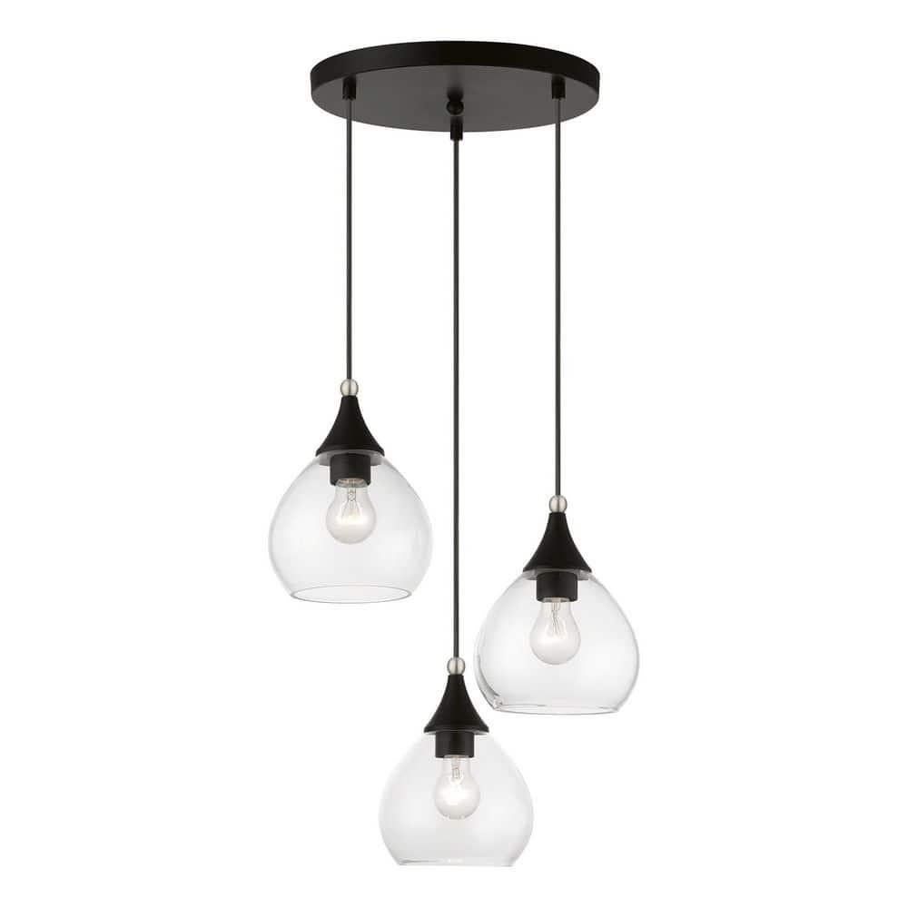Livex Lighting Catania 3 - Light Pendant in  Black/Brushed Nickel