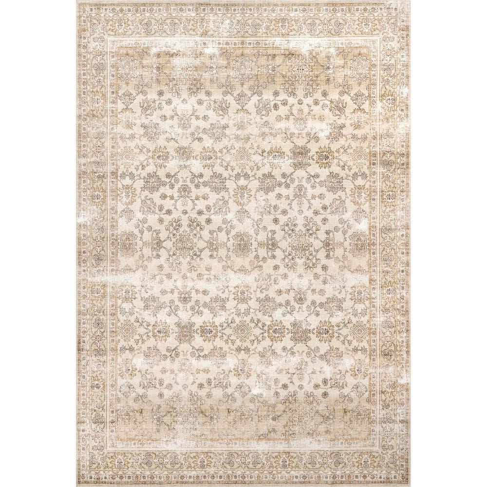 Nuloom Deadra Medallion 6 Round Machine Washable Indoor Area Rug for Living Room Bedroom Dining Room Kitchen, Beige/Ivory