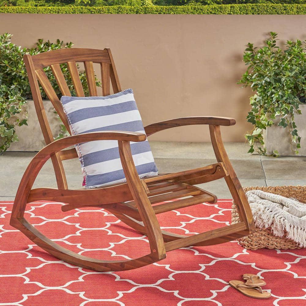 Sunview Acacia Wood Recliner Rocking Chairs - Teak - Christopher Knight Home: Weather-Resistant Patio Furniture with Footrest