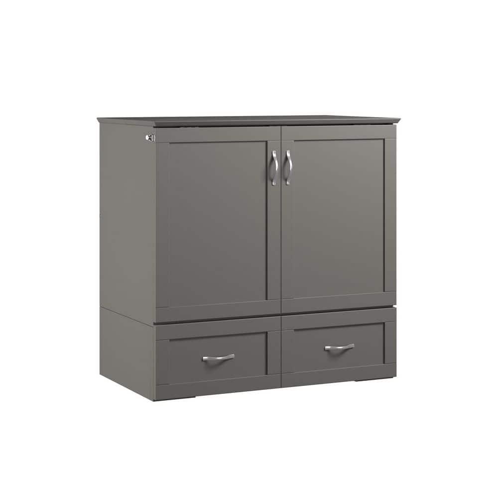 AFI Hamilton Twin XL Solid Wood Murphy Bed Chest with Built-In Charger in Gray