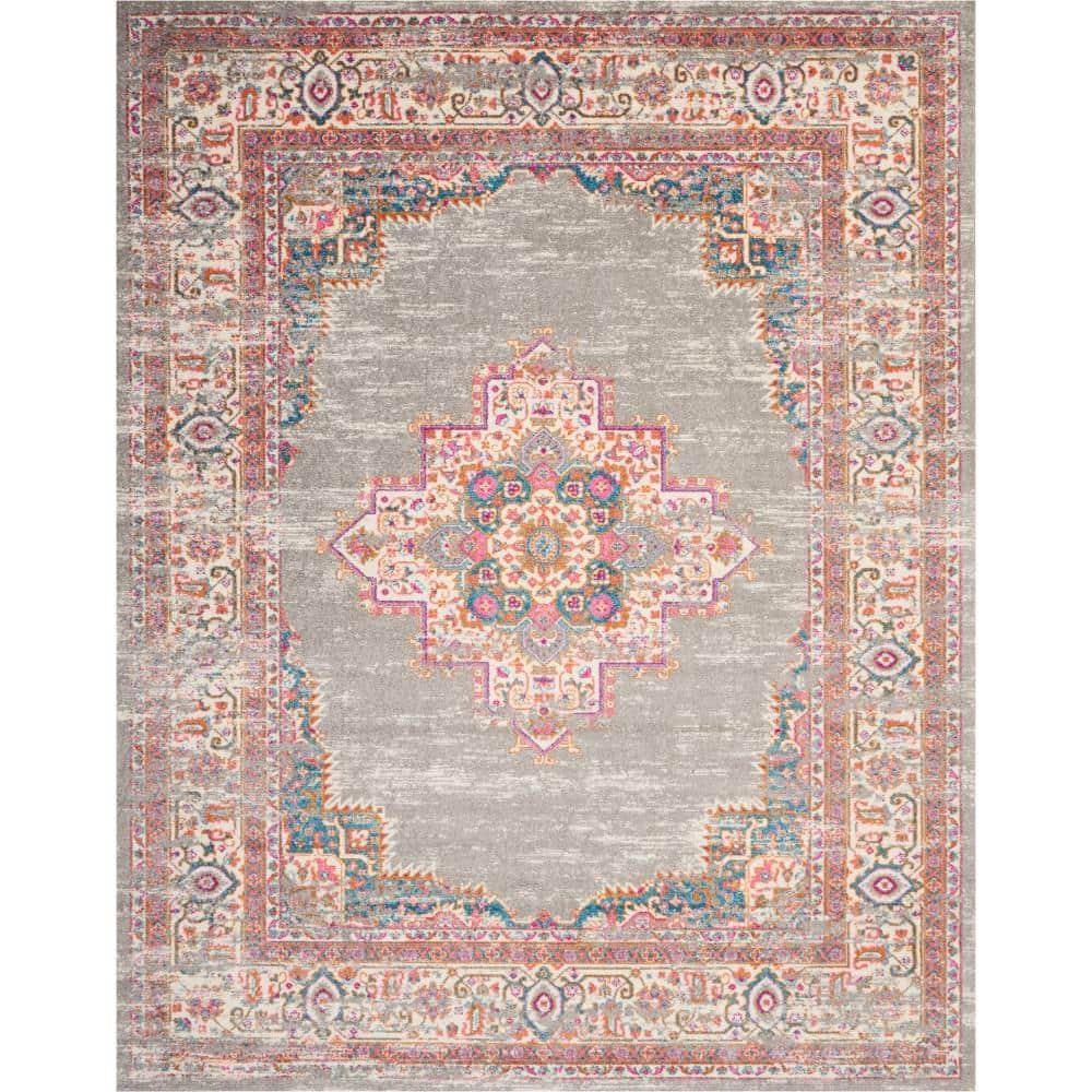 Nourison Passion Medallion Bohemian Indoor Rug Grey 8' x 10'