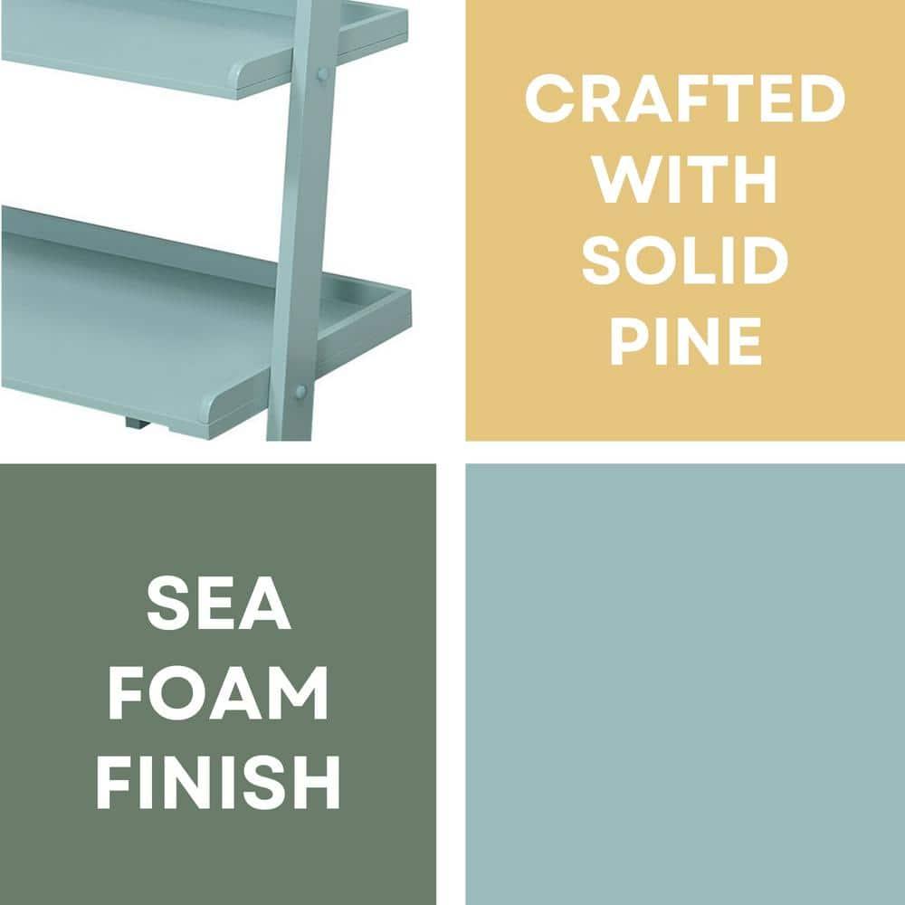 Convenience Concepts American Heritage 5-Shelf Ladder Bookcase, Sea Foam