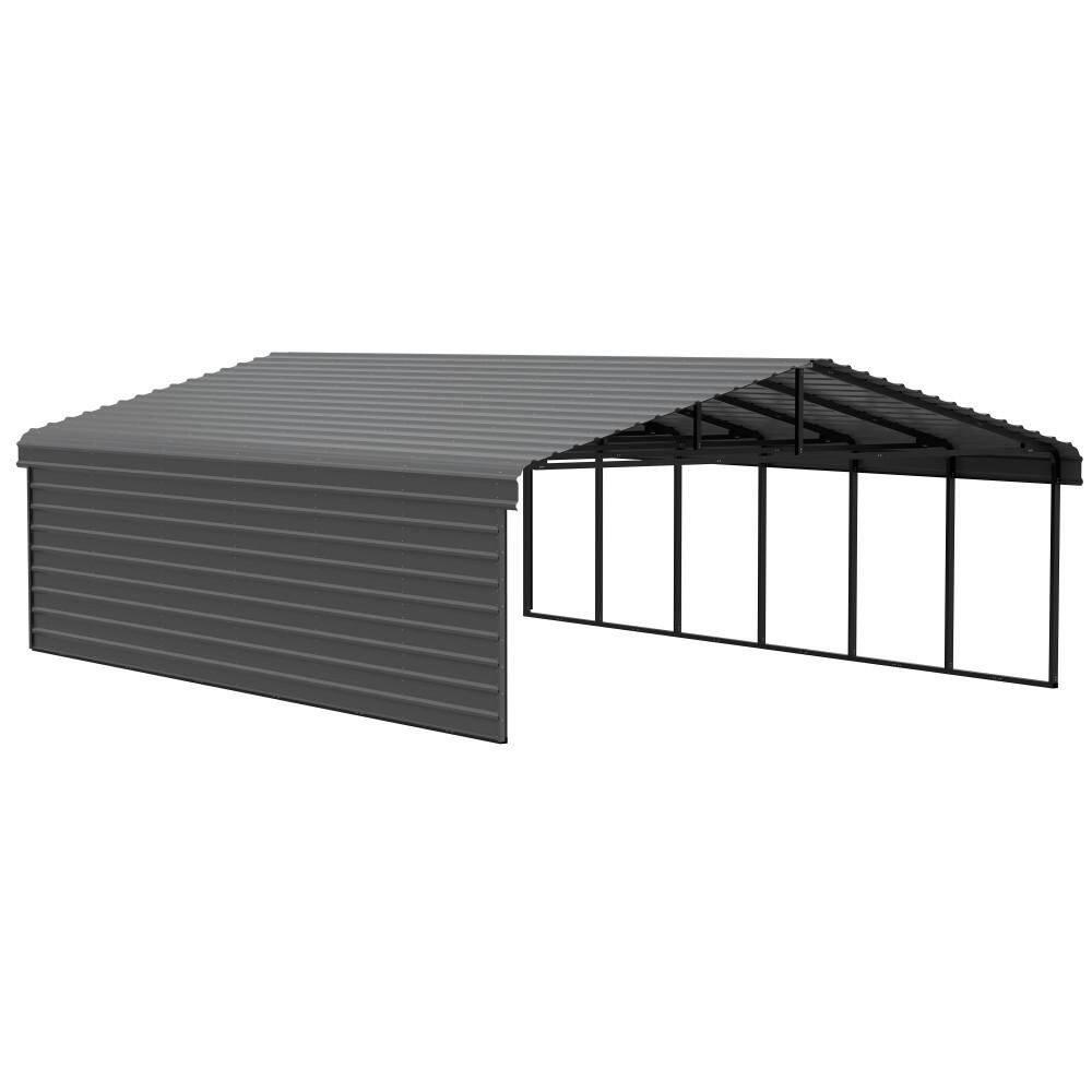 Arrow 29 x 20 ft Eggshell Carport with 1-sided Enclosure