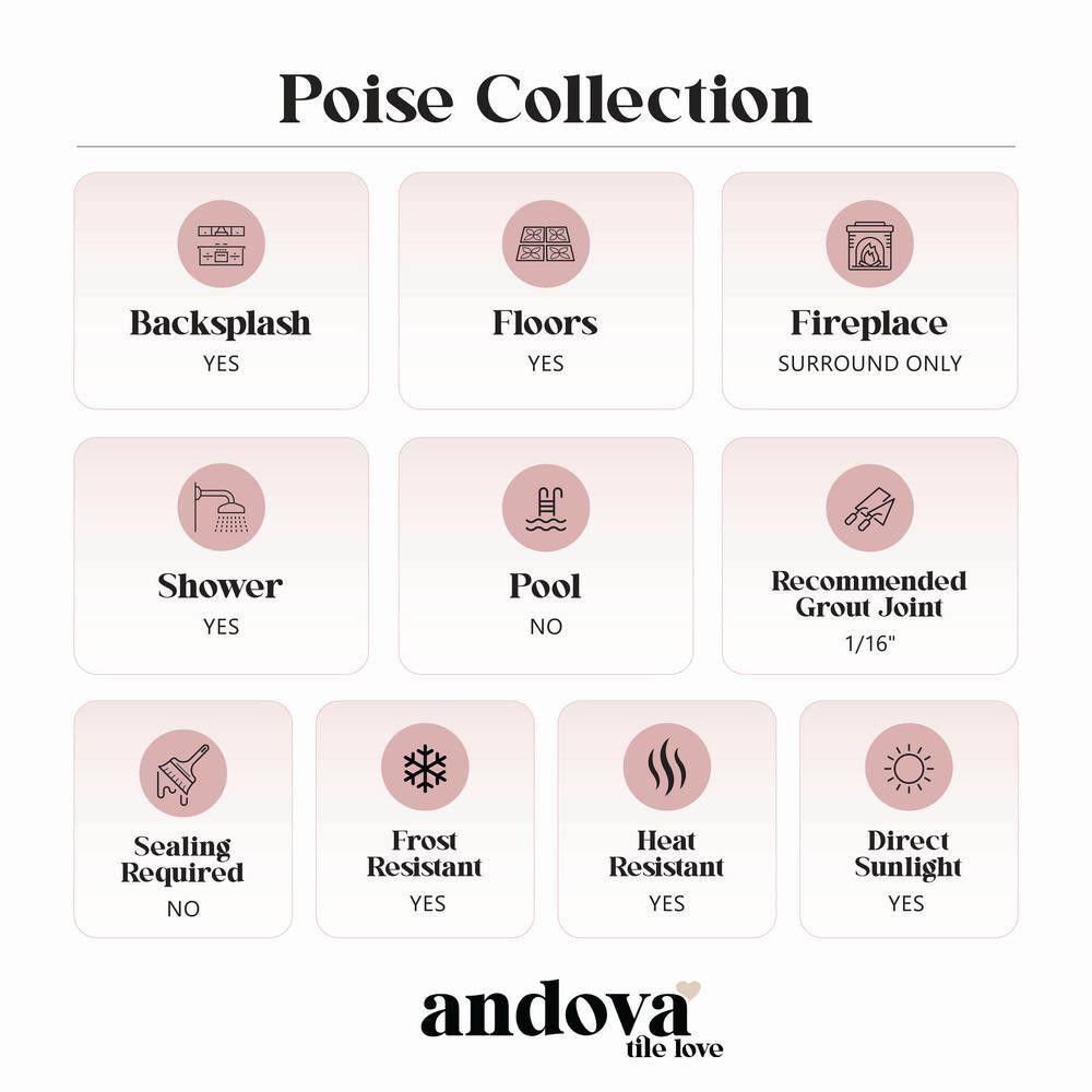 Poise 8-in. Zellige Look Glazed Porcelain Wall & Floor Tile