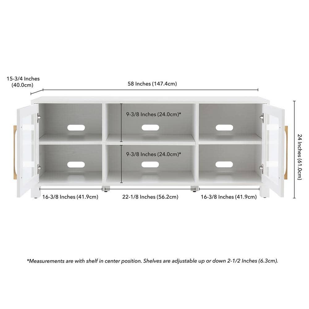 Evelyn&Zoe Quincy Rectangular TV Stand for TV's up to 65", White