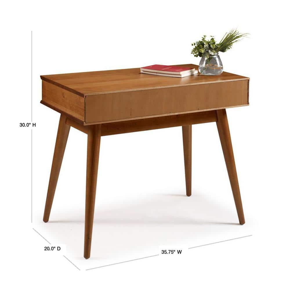 Camaflexi Mid Century Modern Desk Solid Wood Writing Table for Small Spaces, Brown