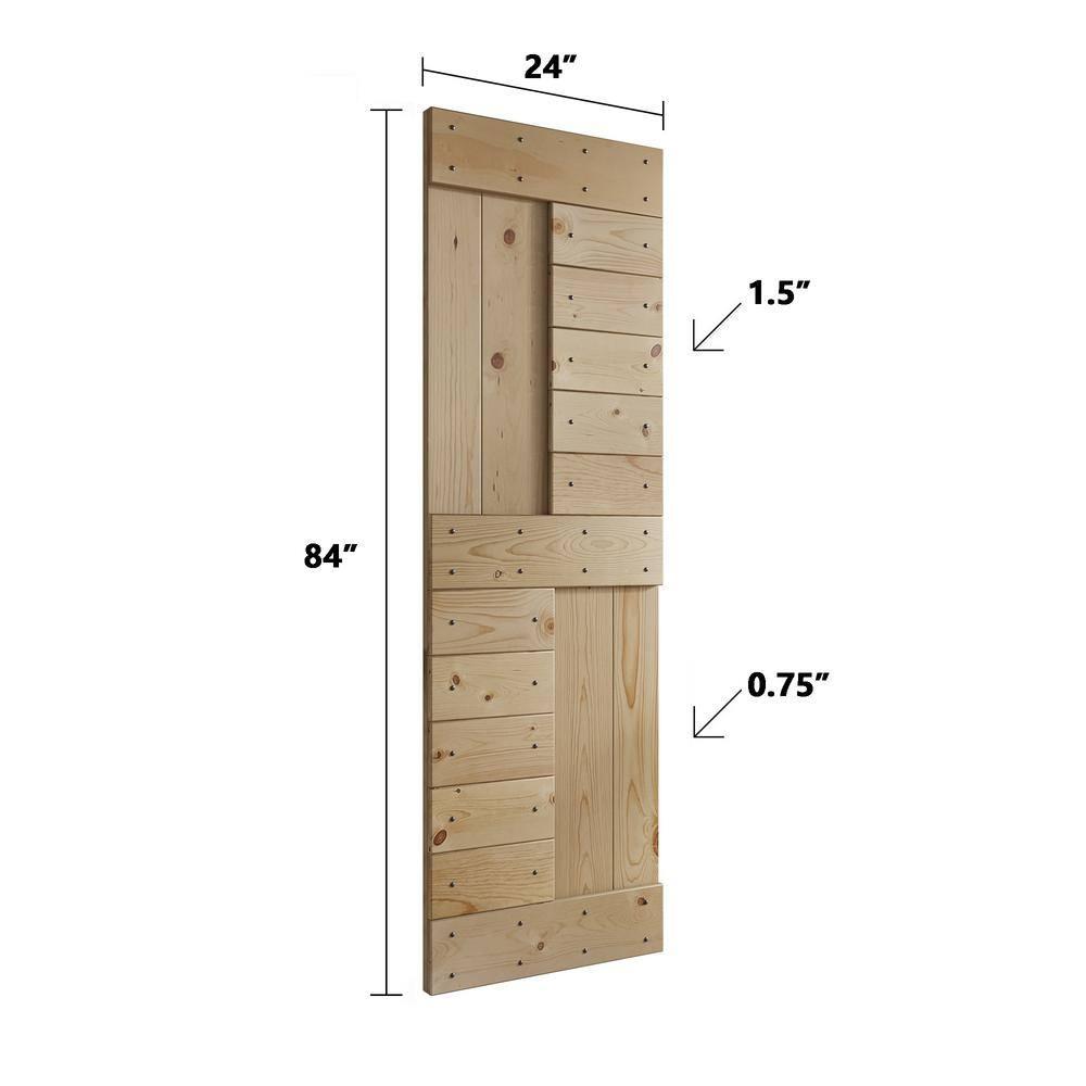 Coast Sequoia 84'' Solid Wood Paneled with Installation Hardware Kit Barn Door