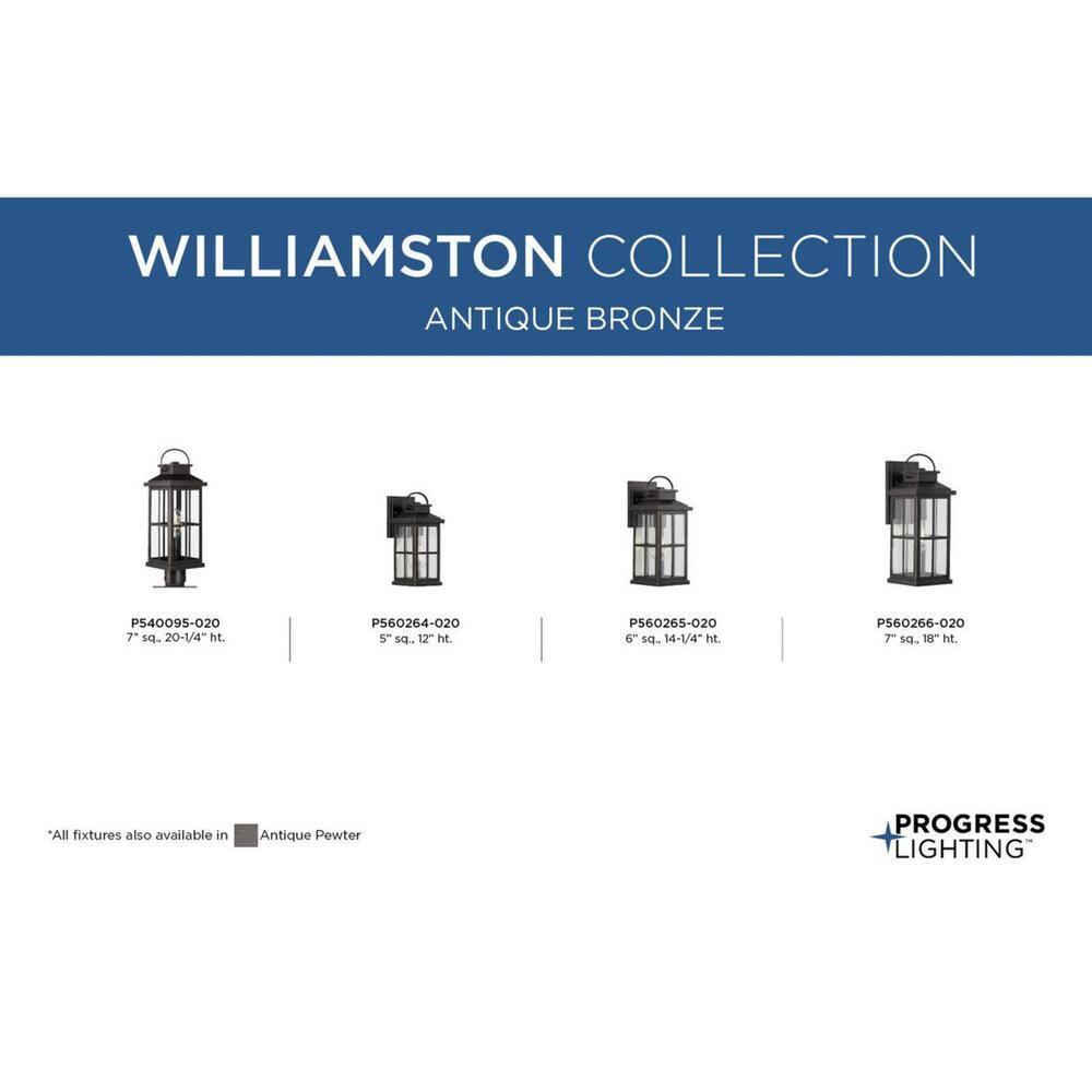 Progress Lighting Williamston 1-Light Antique Bronze Outdoor Wall Lantern with Clear Glass Shade