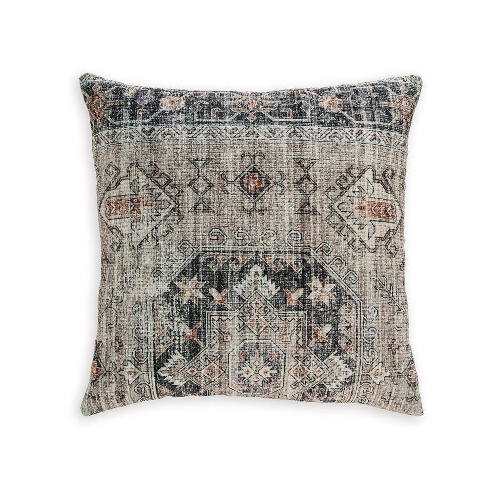 Benjara Throw Pillow Set of 4, 20 Inch, Polyester, Medallion Print, Brown, Gray