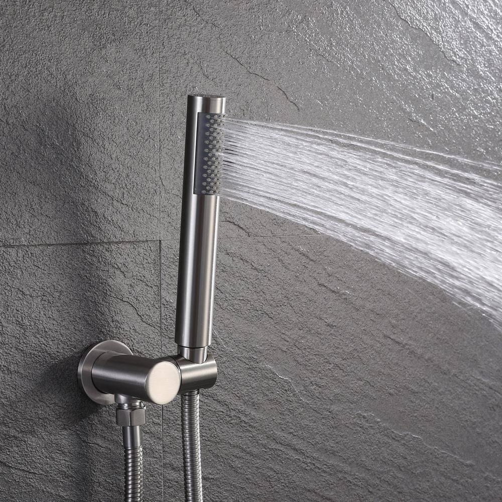 2-Spray Patterns Shower 10 in. Wall Mounted Dual Shower Heads, Hand Shower in Brushed Nickel, Valve Included