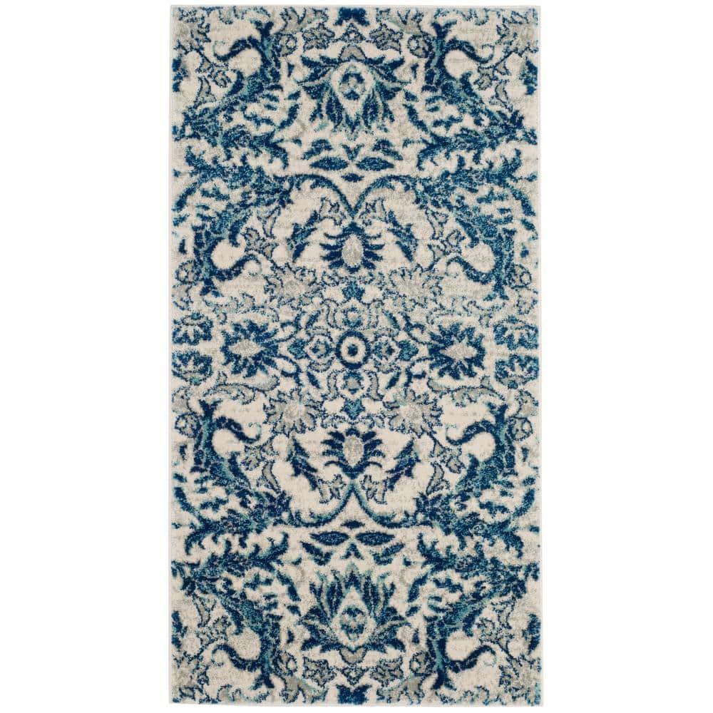 Evoke EVK238 Power Loomed Accent Rug - Ivory/Blue - 3'x5' - Safavieh.