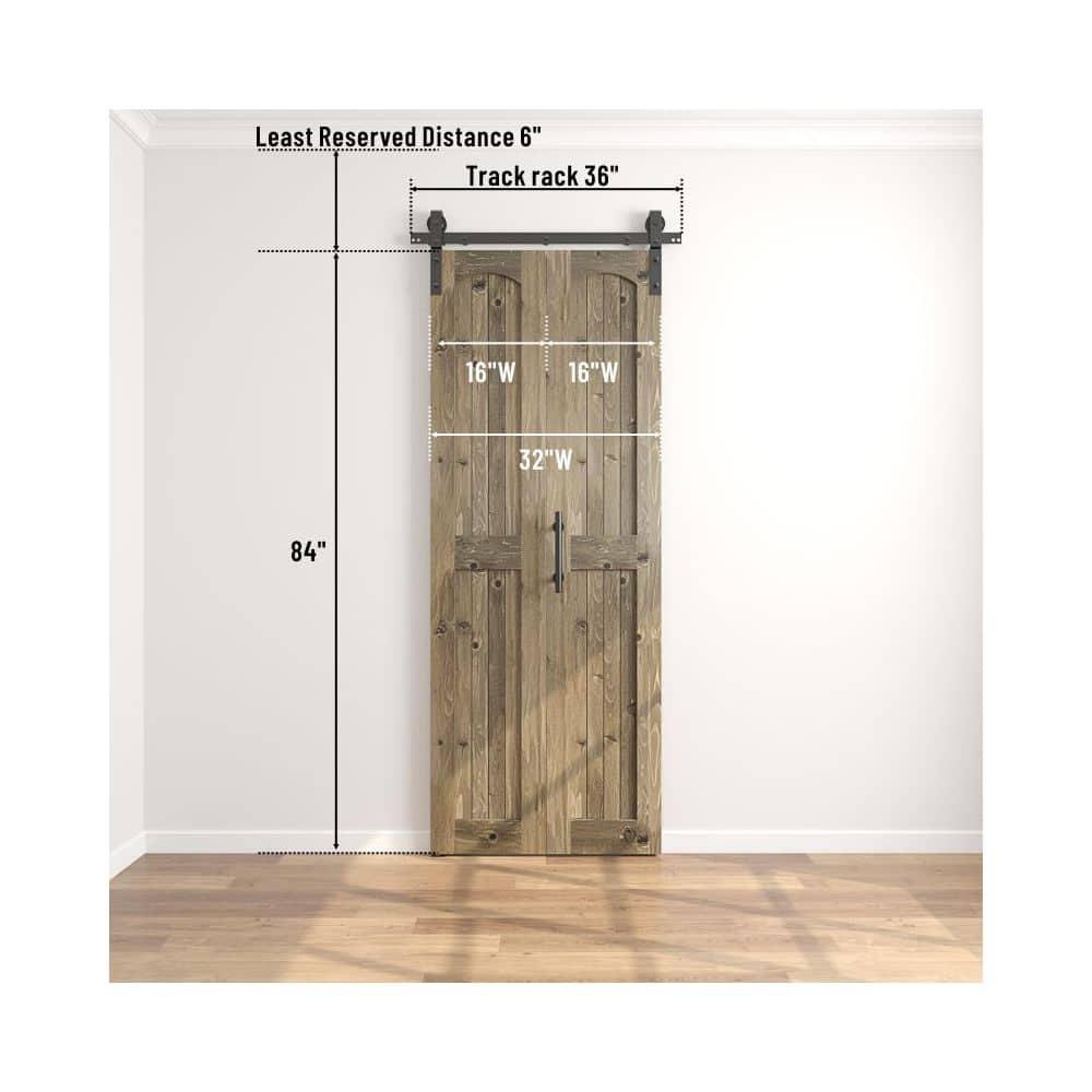 84'' Assembled Solid Wood Bi-Fold Barn Doors with Installation Hardware Kit