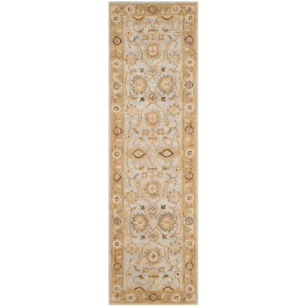 Antiquity AT856 Hand Tufted Runner Rug - Light Blue/Sage - 2'3"x8' - Safavieh.
