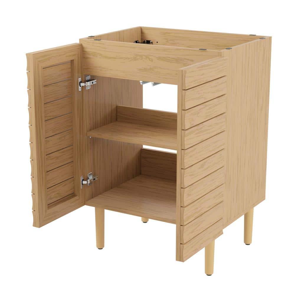 Aubert 24" Slat Modern Farmhouse 2-Shelf Bath Vanity Cabinet Only (Sink Basin not Included)