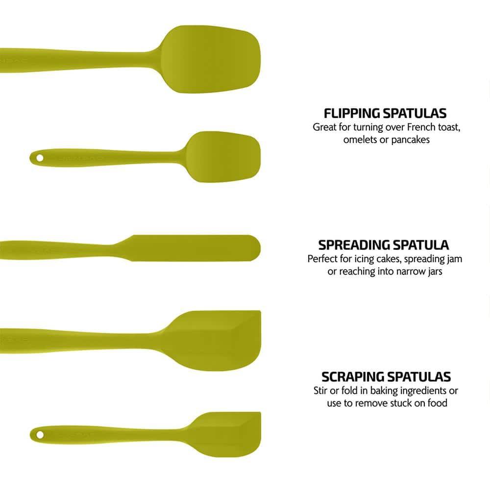 OVENTE Silicone Spatula , Food Grade Rubber Spatulas Heat Resistant w/ Stainless Steel Core & Seamless Design, Non Stick Rubber Spatula for Mixing, Baking & Cooking, 5 Pieces
