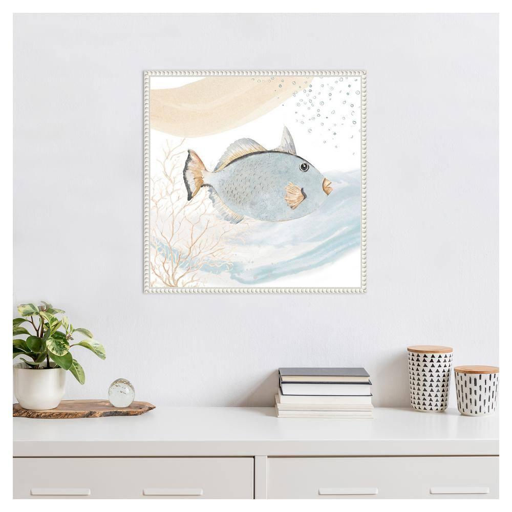 Amanti Art Ocean Oasis Waves Blue Fish by Patricia Pinto Canvas Wall Art Print Framed 22 x 22-in.