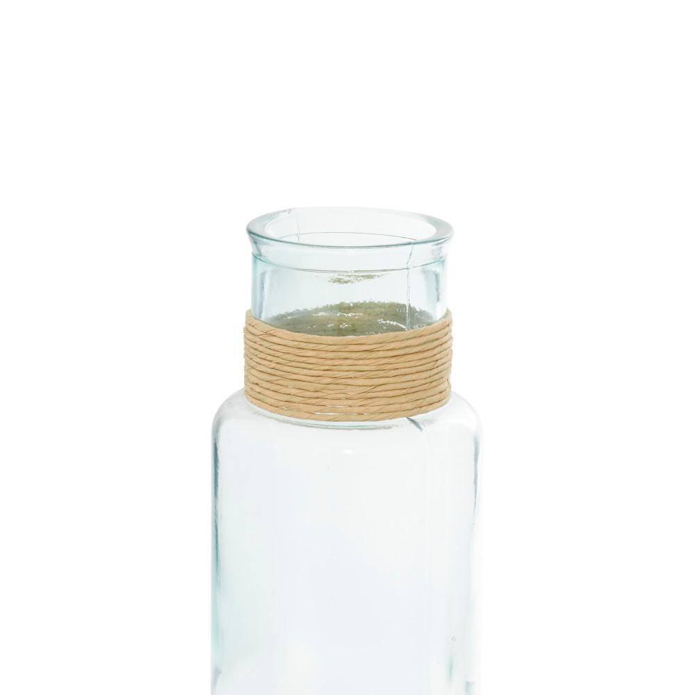DecMode 18" Spanish Recycled Glass Vase with Rattan Detail