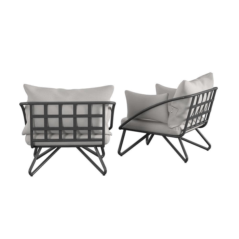 Teddi 2pc Outdoor Lounge Chairs Charcoal - Novogratz: Weather-Resistant Patio Furniture, Steel Frame