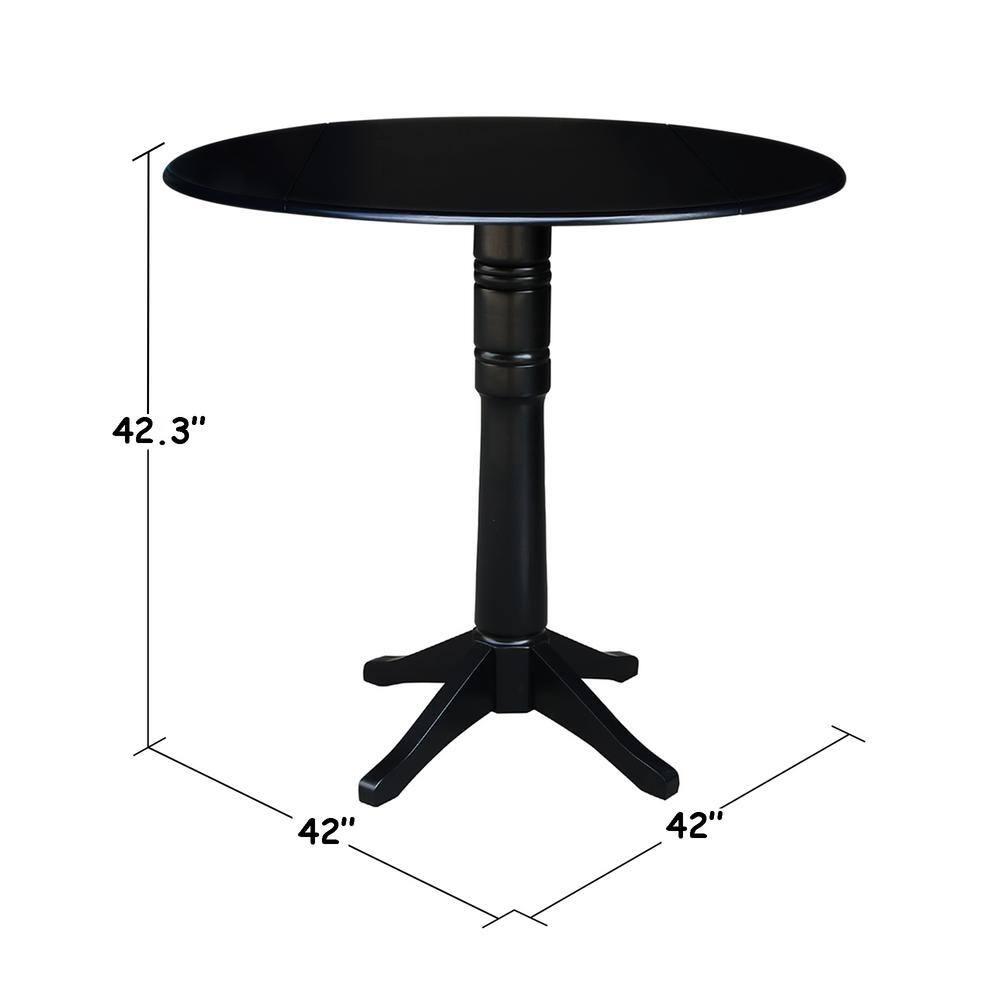 42.3" Sandon Bar Height Round Dual Drop Leaf Dining Table Black - International Concepts