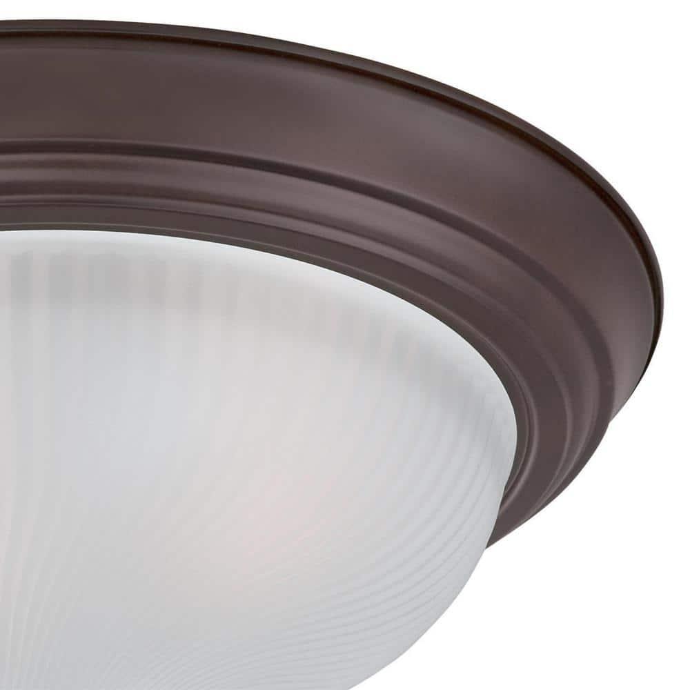 Westinghouse 6344500 Two-Light Indoor Flush Ceiling Fixture, Oil Rubbed Bronze Finish with Frosted Swirl Glass, 2-Pack
