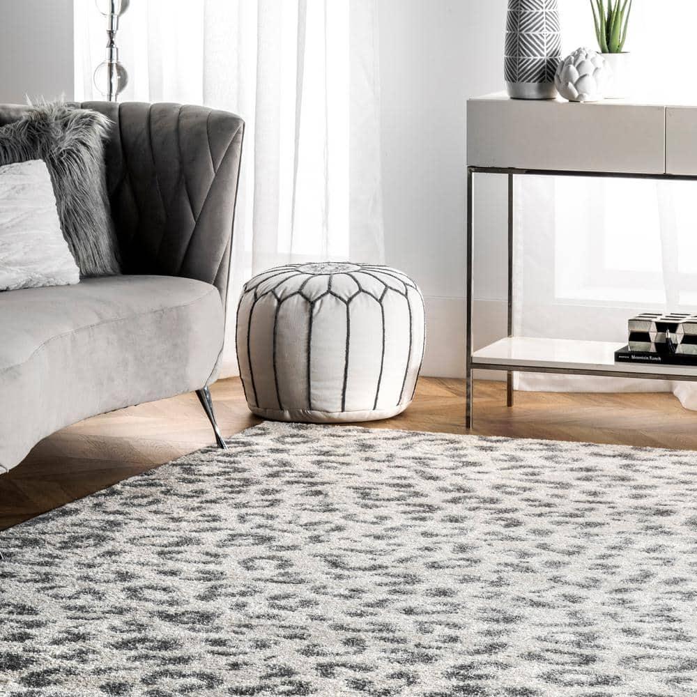 Nuloom Leopard Animal Print 10x14 Indoor Area Rug for Living Room Bedroom Dining Room Kitchen, Grey/Off White