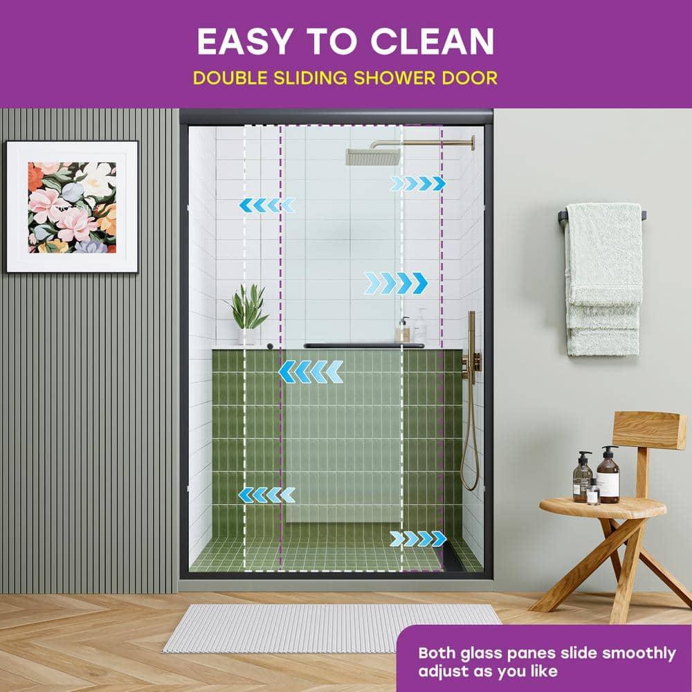 55" - 59" W x 72" H Double Sliding Semi-Frameless Shower Door