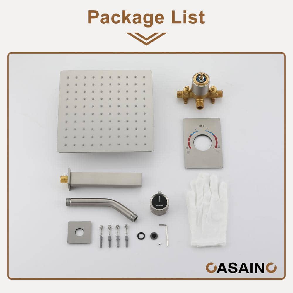 10 Inch Rainfall Shower System with Tilt Shower Head and Tub Spout with Rough in-Valve