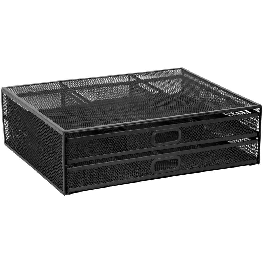 Mount-It! Computer Monitor Stand With Drawers, Metal Mesh Riser & Organizer For Laptop and Computer