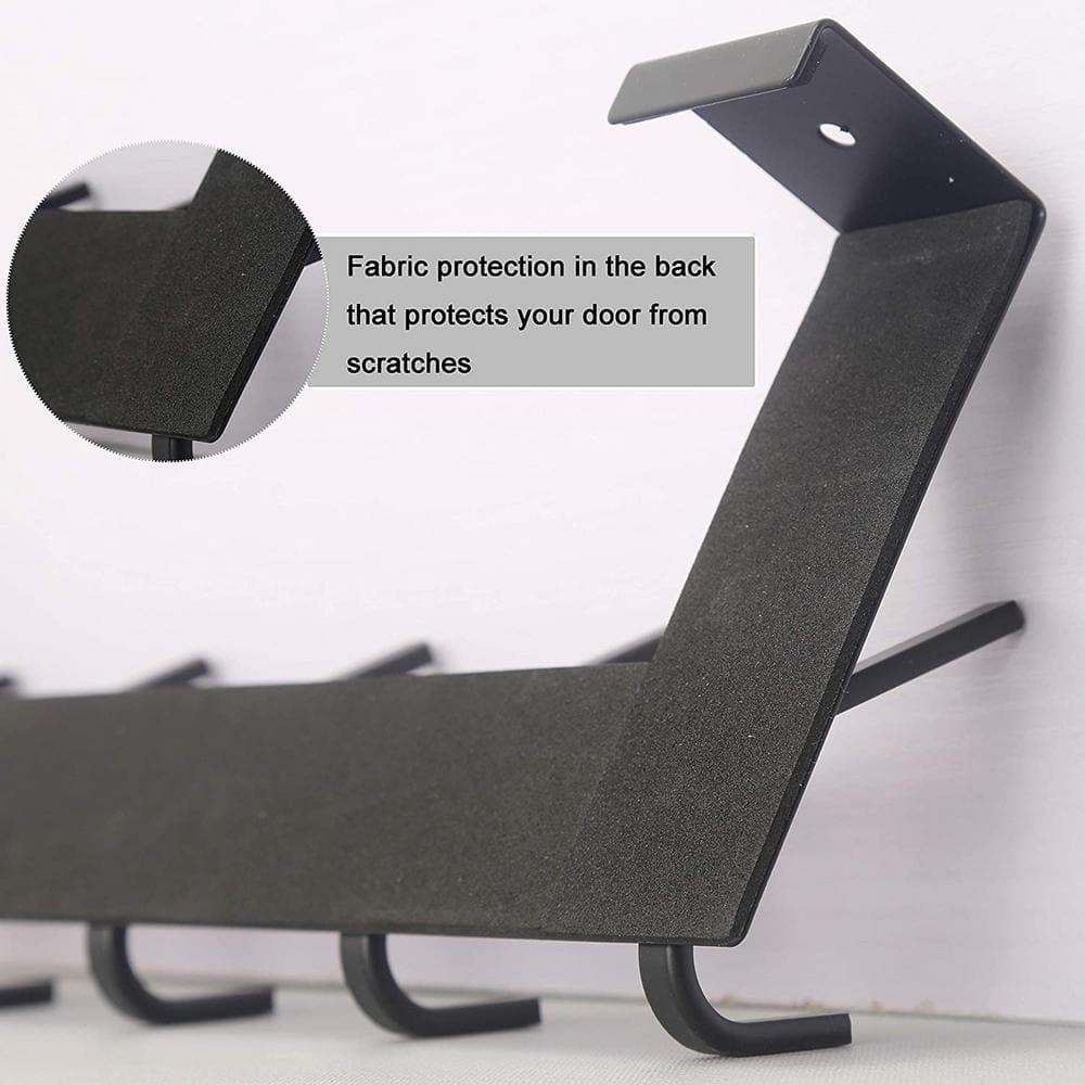 WEBI Over The Door Hooks Door Hanger,Over The Door Towel Rack with 6 Hooks for Hanging,Door Coat Towel Hanger Door Coat Rack,Black