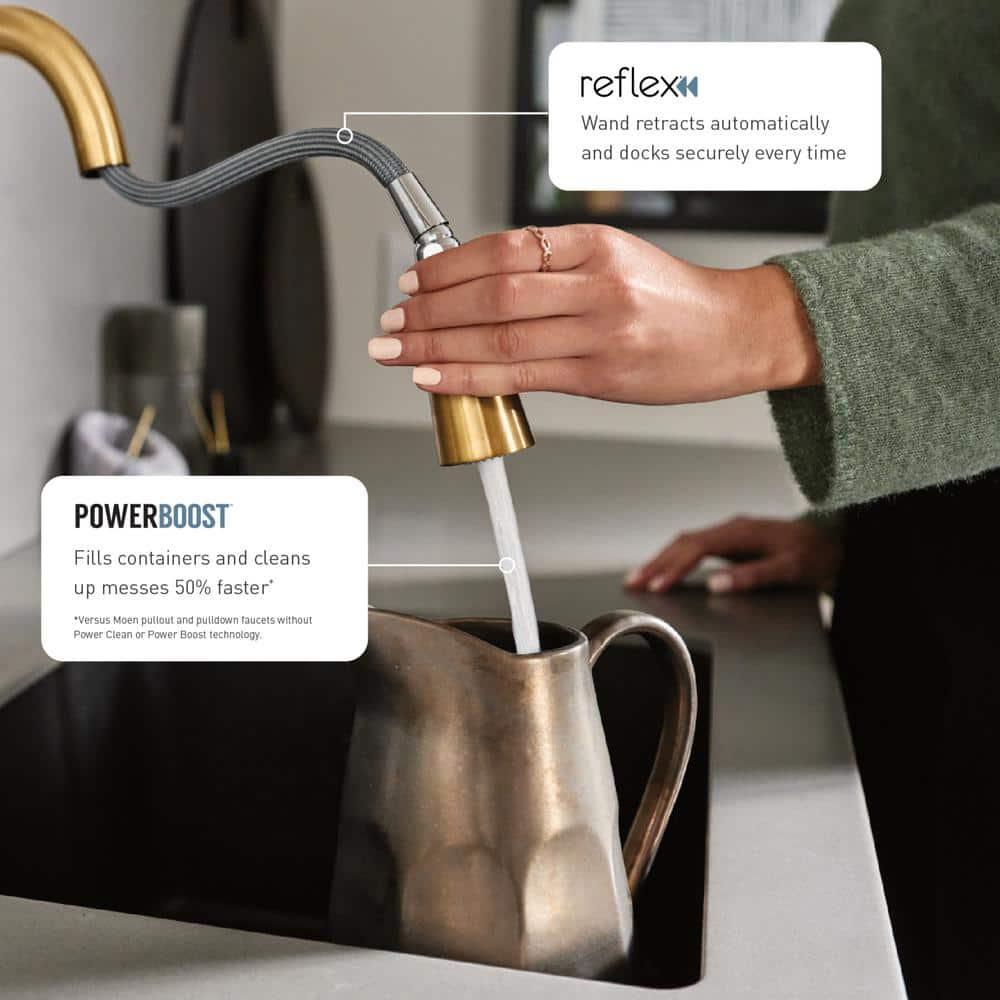 Moen Weymouth One-Handle Pull Down Single Handle Kitchen Faucet with Power Boost
