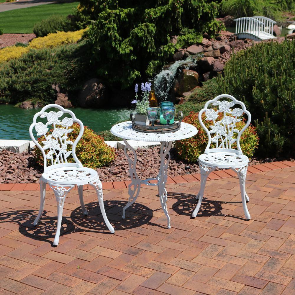 SunnyDaze Decor 2 - Person Metal Patio Dining Set with Round Table