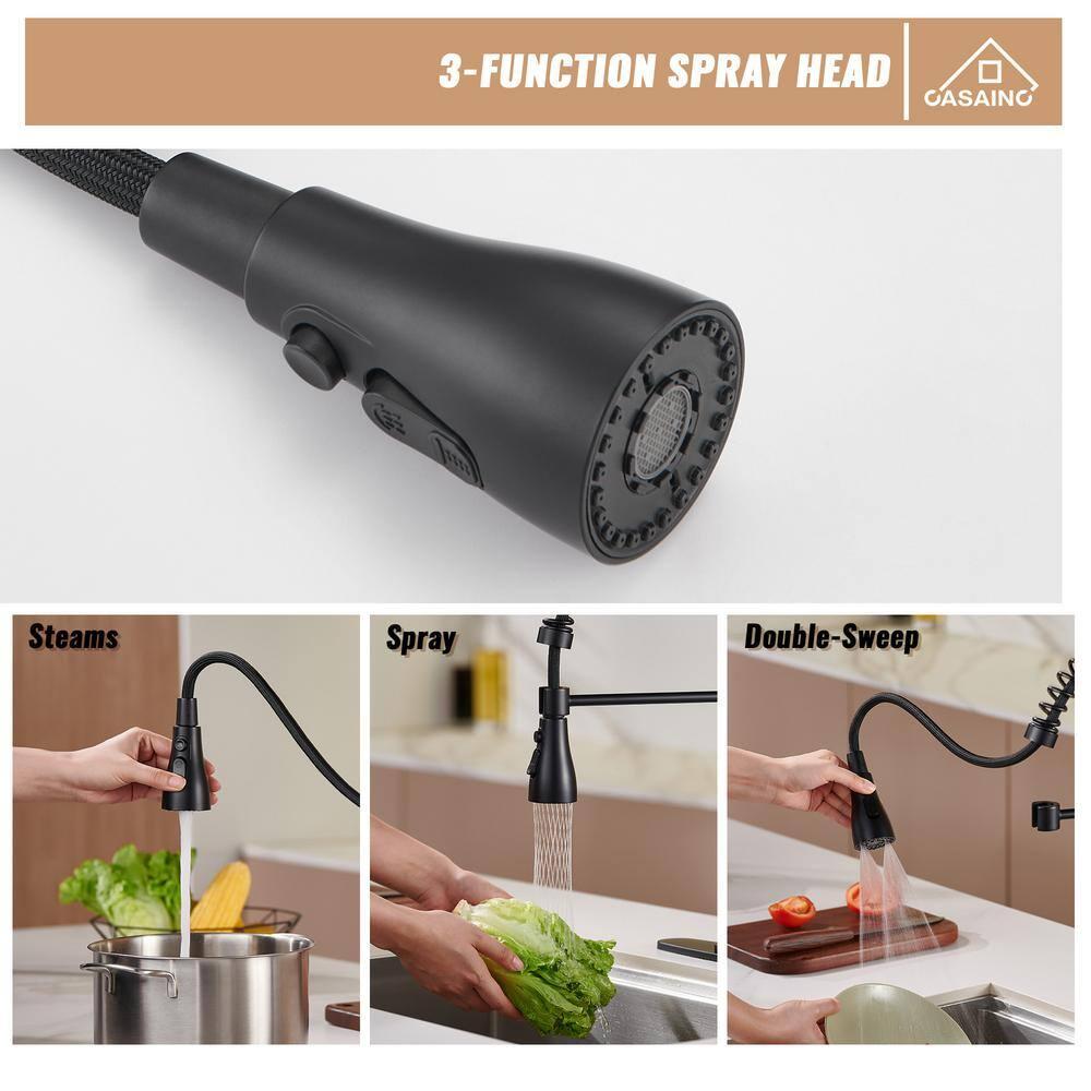 CASAINC 1.8 GPM Single-Handle Pull-Down Kitchen Faucet Single Hole Faucet
