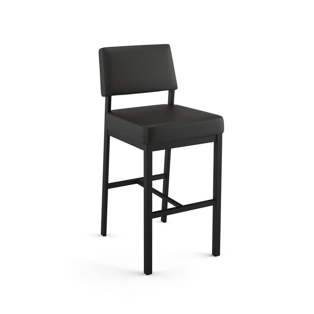 Amisco Avery 26 In. Counter Stool - Black Faux Leather / Black Metal