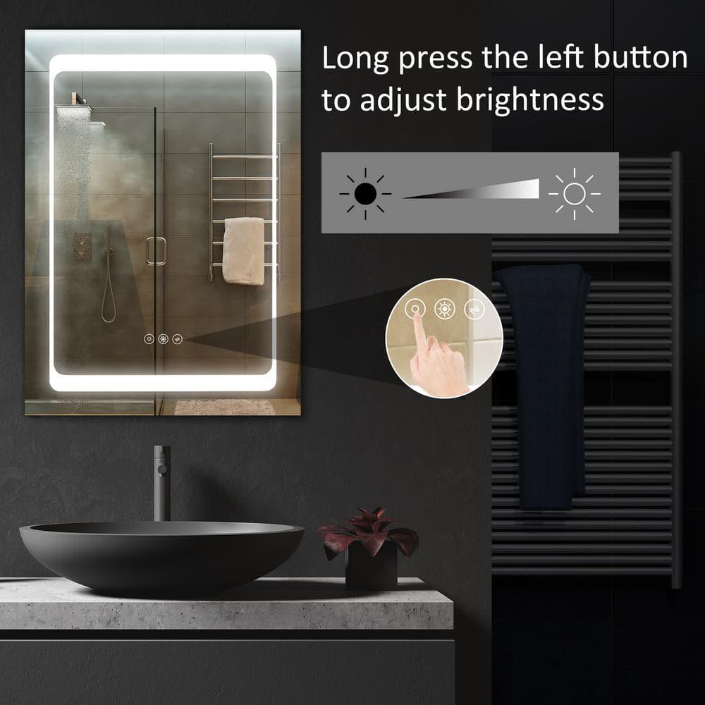 kleankin LED Lighted Medicine Cabinet with Mirror, Wall-Mounted Plug-In Bathroom Organizer with 3 Storage Shelves, 19.75"x5"x27.5"