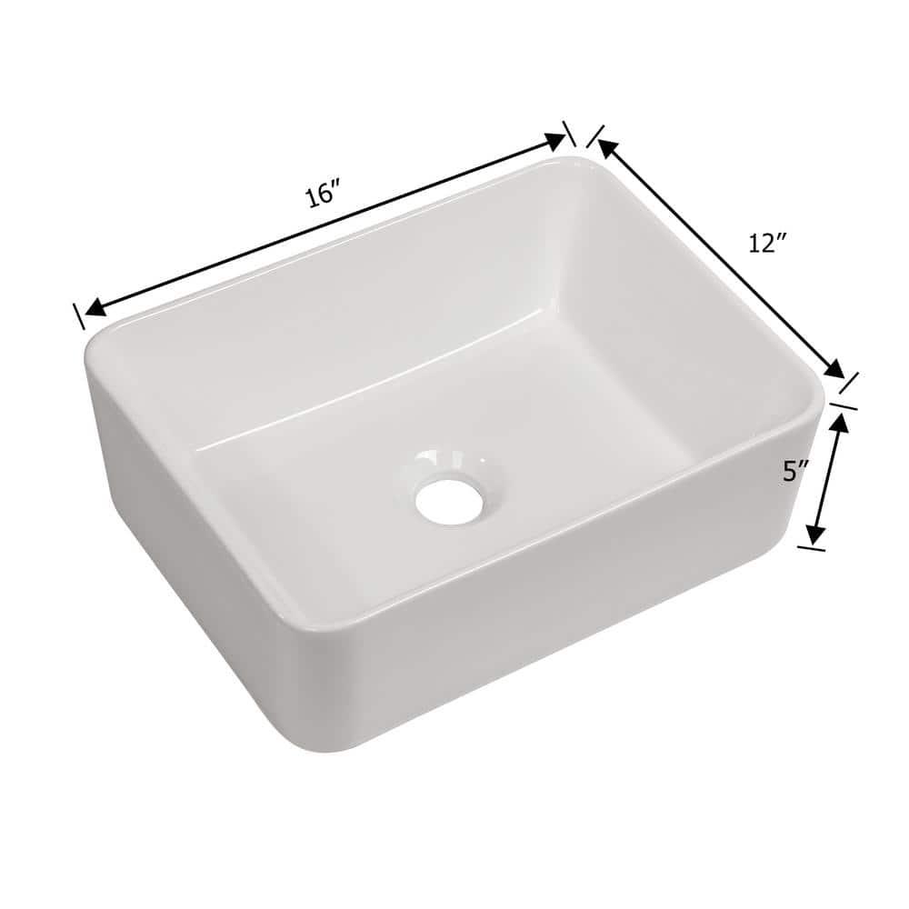 LEPUDAY LPD21VS14MP LEPUDAY 5.5'' White Ceramic Rectangular Bathroom Sink