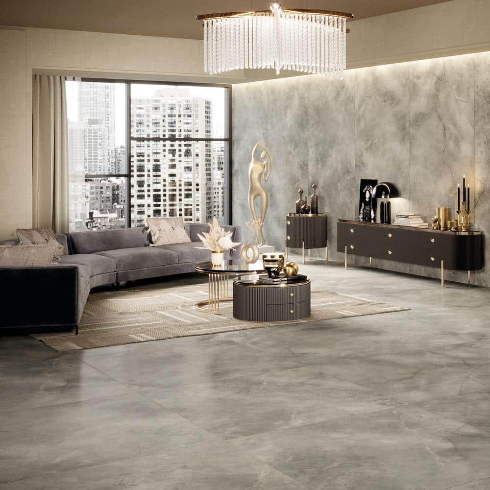 Signature 47.24 In. X 47.24 In. Marble Look Satin Porcelain Floor And Wall Tile (30.98 Sq. Ft. / Case)