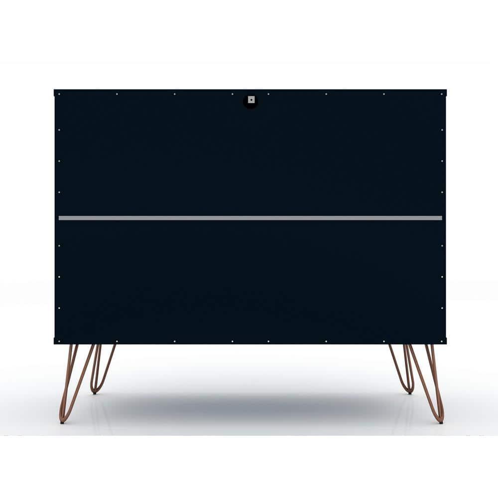 Manhattan Comfort Set of 2 Rockefeller 3 Drawer Dresser Tatiana Midnight Blue: MDF Bedroom Storage, Easy-Glide, Includes Anti-Tip Hardware