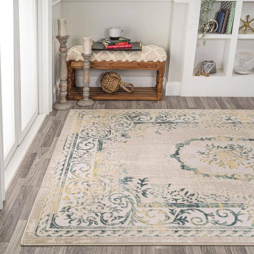 JONATHAN Y Rosalia Cottage Medallion Navy/Ivory 3 ft. x 5 ft. Area Rug