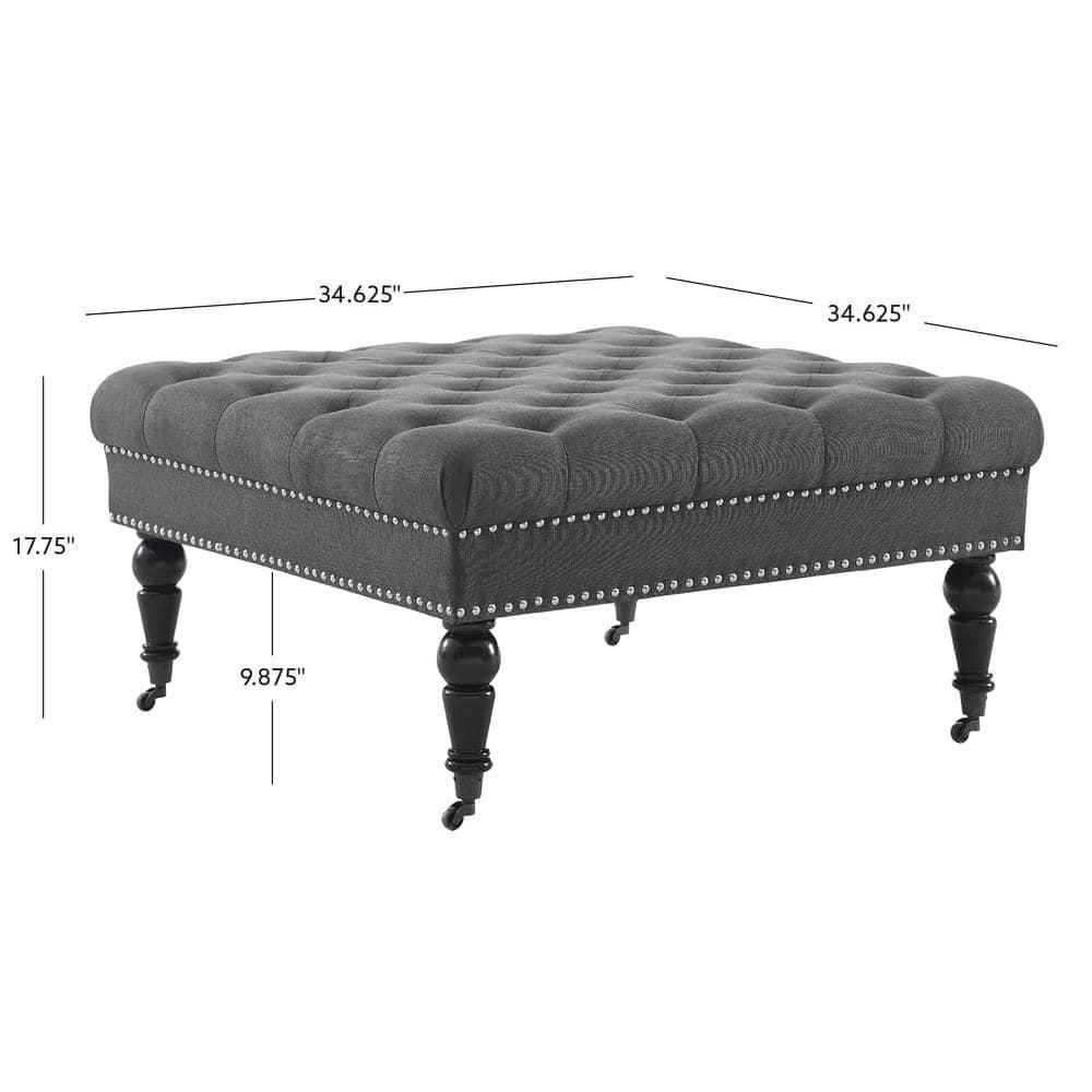 Kelly Clarkson Home Landis 35" Nailhead Trim Tufted Upholstered Ottoman