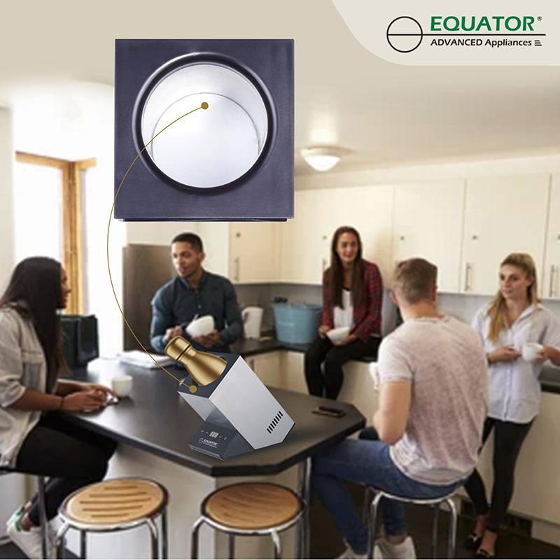 Equator Advanced Appliances Equator 110V/12V Portable Electric Wine Chiller for Red, White, Champagne, and Water Bottles, 750mL Single Bottle Cooler, Stainless Body, Rechargeable, 24h Cold, Ideal for Parties & Gifts
