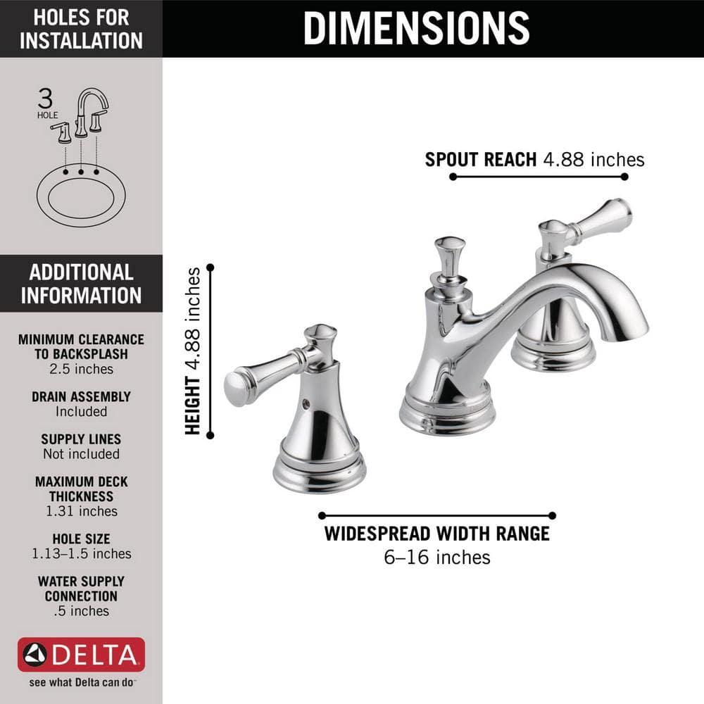 Ara Widespread Bathroom Faucet 3 Hole, 2-handle Bathroom Sink Faucet with Drain Assembly