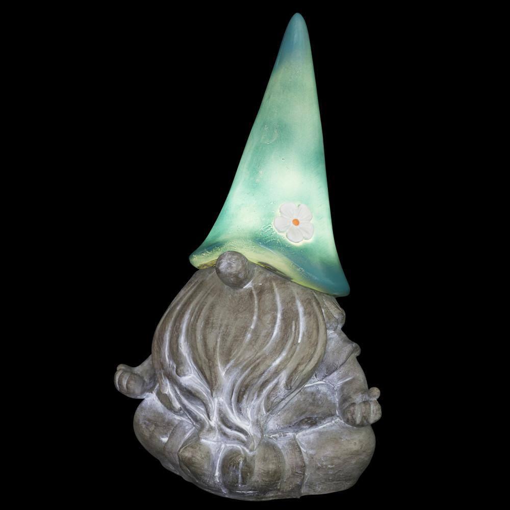Exhart Exhart Good Time Solar Gnamaste Meditating Gnome Statue, 11 Inch