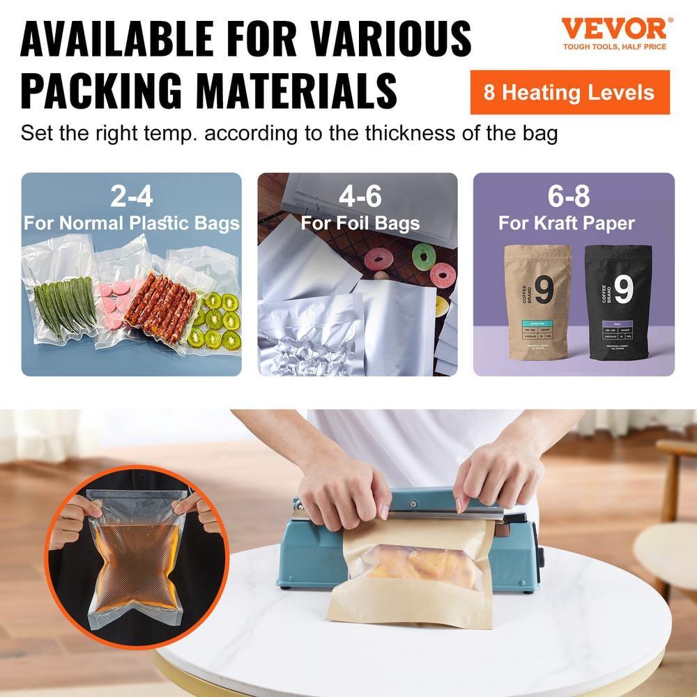 VEVOR VEVOR 8" Iron Hand Impulse Heat Sealer Machine Poly Bag Sealing for Plastic Bag