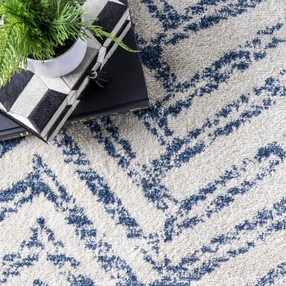 Nuloom Rosanne Chevron 8x10 Indoor Area Rug for Living Room Bedroom Dining Room Kitchen, Blue/Ivory